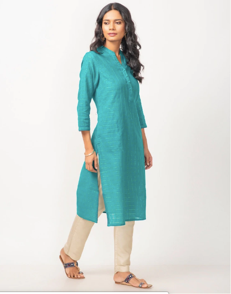 Cotton Checks straight long Kurthasdasd